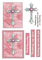 Ornate Pink Cross Sympathy Decoupage Sheet