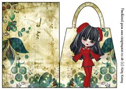 Little China Girl in Red Handbag Card