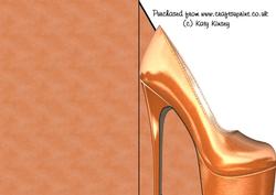 High Heel Shoe Print and Fold Shaped Front Card in Orange