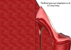 High Heel Shoe Print and Fold Shaped Front Card in Red