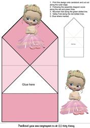 Rosie in Her Pink Party Dress Pop Up Spring Card