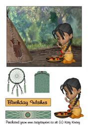 Native American Girl and Teepee Topper Sheet