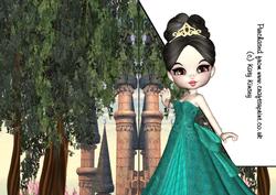 Princess Caelia in Emerald Shaped Front Print and Fold Card