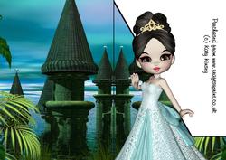 Princess Caelia in Ice Blue A5 Print and Fold Card