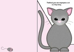 Cute Cat and Mouse Shaped Front A5 Print and Fold Card