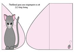 Cute Cat and Mouse Tear Drop Card