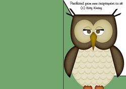 Cute Wise Owl Shaped Front Print and Fold A5 Card
