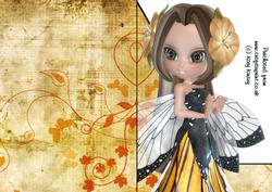 Blossom Fairy in Yellow Shaped Front A5 Print and Fold Card