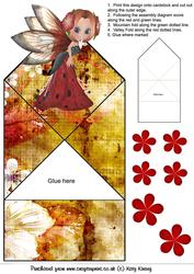 Blossom Fairy in Red Pop Up Spring Card