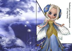 Blossom Fairy in Blue A5 Shaped Front Print and Fold Card
