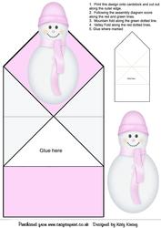 Pastel Pink Snowman Pop Up Spring Card