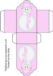 Pastel Pink Snowman Tag Gift Box