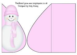 Pastel Pink Snowman Tear Drop Card