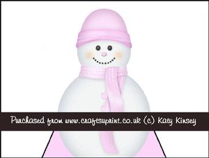 Pastel Pink Snowman 3D Stand Up Pyramid Card Kit