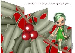 Holly Christmas Cascade Card
