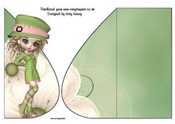 Emily in Green Tear Drop Card