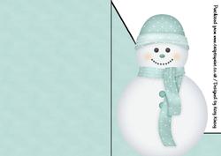 Pastel Blue Snowman A5 Shaped Front Print and Fold Card