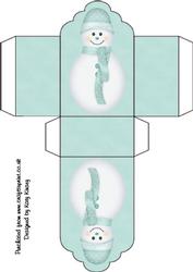 Pastel Blue Snowman Tag Gift Box