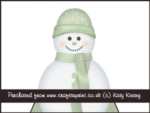 Pastel Green Snowman 3D Stand Up Pyramid Card Kit