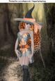 Pretty Witch in Floral Dress A4 Card Topper Auburn