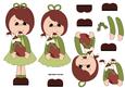 Christmas Girl with Stocking Decoupage Sheet in Red & Green