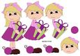 Christmas Girl with Present Decoupage Sheet in Pink & Purple