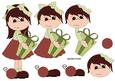 Christmas Girl with Present Decoupage Sheet in Red and Green