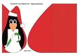 Christmas Penguin with Green Candy Cane Teardrop Card
