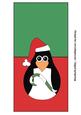 Christmas Penguin with Green Candy Cane Over the Edge Card