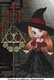 Witch with Candelabra A4 Topper Auburn Hair