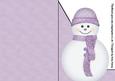 Pastel Lilac Snowman A5 Shaped Front Print and Fold Card