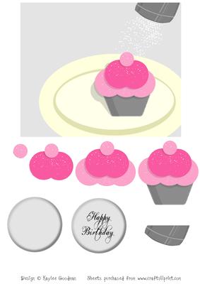 Pink Decoupage Cupcake Card