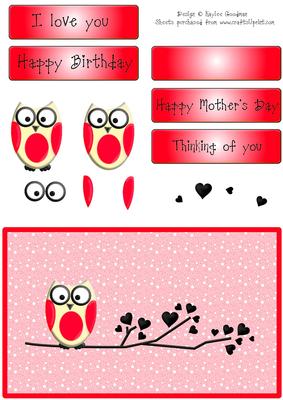Red Owl on a Love Heart Branch