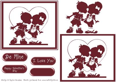 Red and White Kids Kissing Layered Card