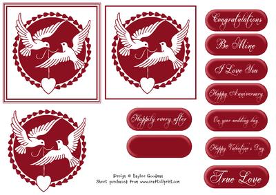 Beautiful Layered Red Dove Silhouette Card