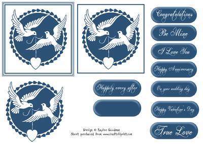 Beautiful Layered Blue Dove Silhouette Card
