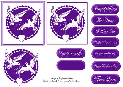 Beautiful Layered Purple Dove Silhouette Card