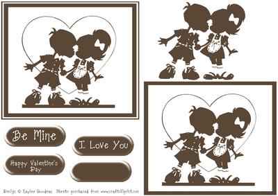Sepia Silhouette Kids Kissing Layered Card