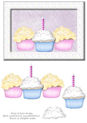 Three Cupcakes with a Candle