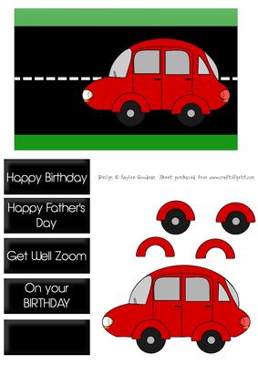 Little Red Layered Car Card