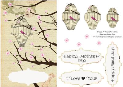 Vintage Bird and Bird Cage Card