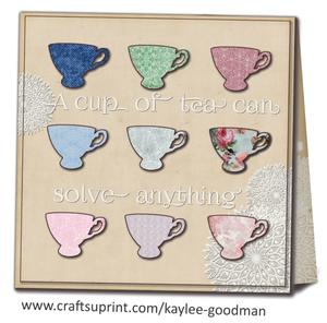 Vintage Doily Teacups Card