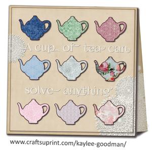 Vintage Doily Teapots Card