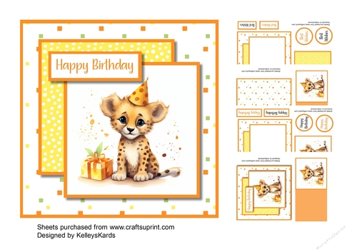 Cute Cheetah Birthday Card Mini Kit
