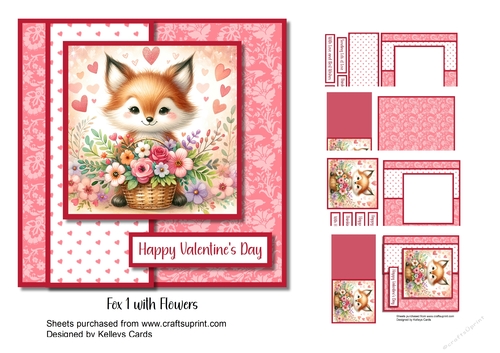 Fox 1 with Flowers Greeting Card