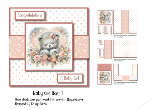 Baby Girl Bear 1 Card