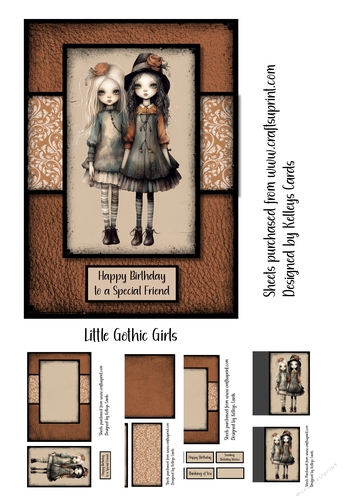 Little Gothic Girls Greeting Card Mini Kit