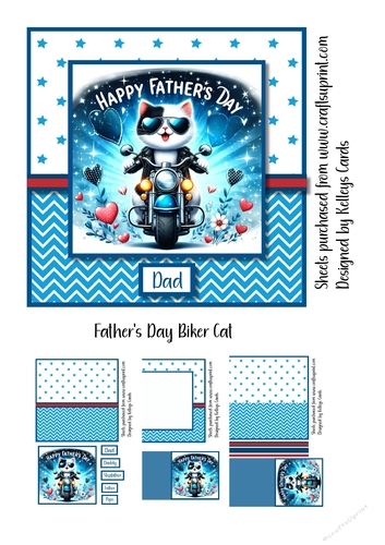 Fathers Day Biker Cat Card Kit