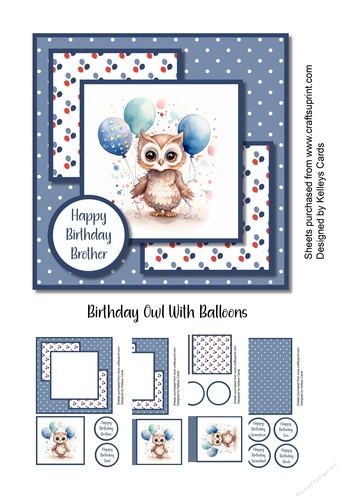 Birthday Owl with Balloons
