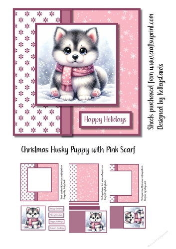 Christmas Husky with Pink Scarf